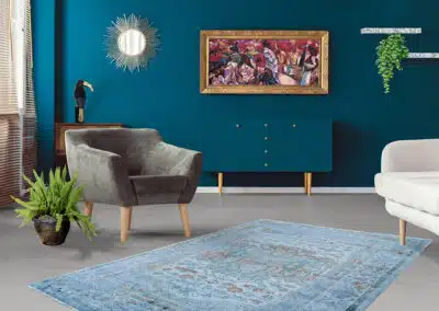 Blauer Teppich in blauem Wohnzimmer