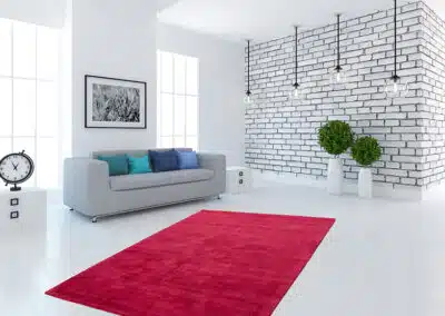 Roter Premium500 Teppich vor Sofa